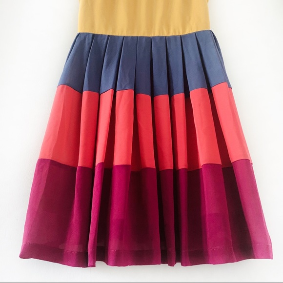 Blu Pepper Color Block Pleat Sleeveless Dress Sz S - Picture 3 of 8